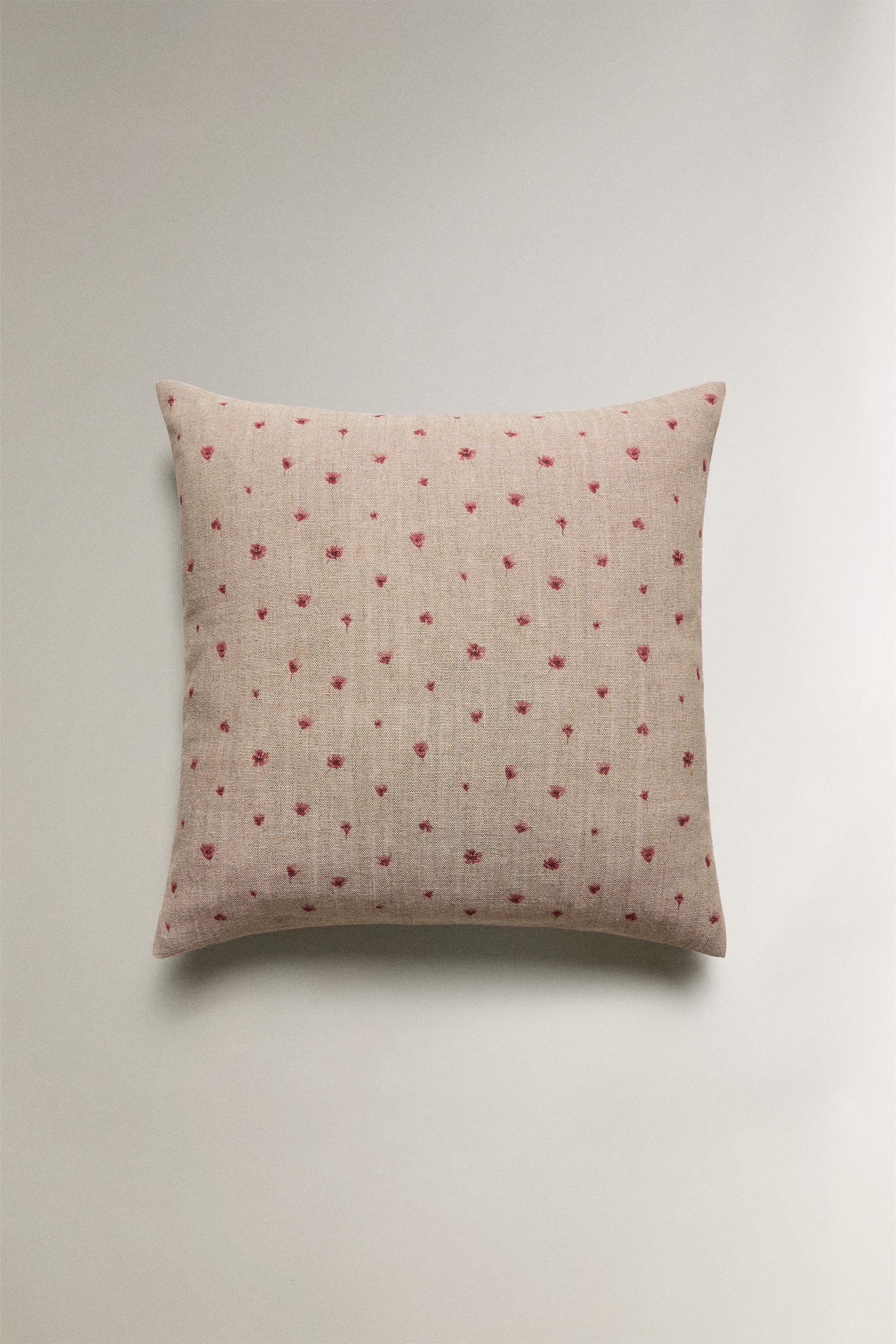 FLORAL LINEN THROW PILLOW COVER
